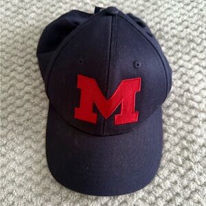 Men's Dark Blue Baseball Cap with Red 'M' Patch